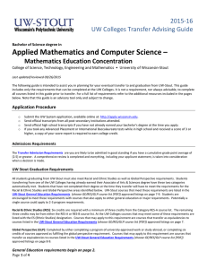 Applied Mathematics and Computer Science –     2015‐16 UW Colleges Transfer Advising Guide 