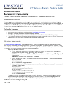 Computer Engineering    2015‐16 UW Colleges Transfer Advising Guide 
