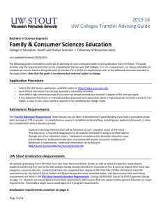 Family &amp; Consumer Sciences Education    2015‐16 UW Colleges Transfer Advising Guide 