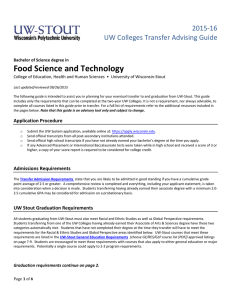 Food Science and Technology    2015‐16 UW Colleges Transfer Advising Guide 