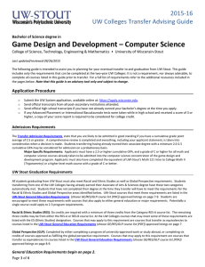 Game Design and Development – Computer Science    2015‐16 UW Colleges Transfer Advising Guide 