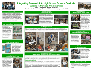 Integrating Research Into High School Science Curricula: Building Partnerships With Universities Introduction