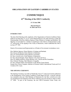 COMMUNIQUE ORGANISATION OF EASTERN CARIBBEAN STATES 43 Meeting of the OECS Authority