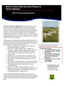 2013 Accomplishments Native Prairie Seed Increase Project at Clymer Meadow