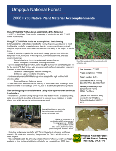 Umpqua National Forest Title text here 2008 FY08 Native Plant Material Accomplishments