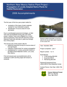 Northern New Mexico Native Plant Project – 2006 Accomplishments Habitat