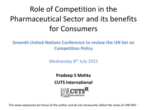 Role of Competition in the Pharmaceutical Sector and its benefits for Consumers