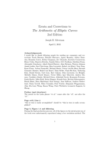 Errata and Corrections to 2nd Edition The Arithmetic of Elliptic Curves