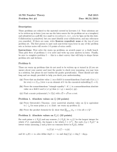 18.785 Number Theory Fall 2015 Problem Set #1 Due: 09/21/2015
