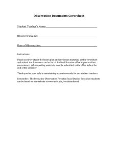 Observation Documents Coversheet