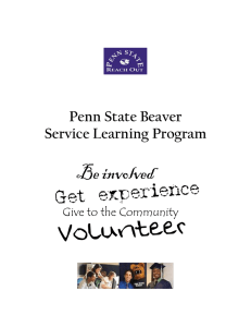 Be involved  Penn State Beaver Service Learning Program