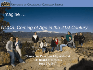 Imagine … UCCS: Coming of Age in the 21st Century