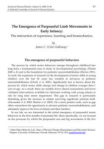The Emergence of Purposeful Limb Movements in Early Infancy: by
