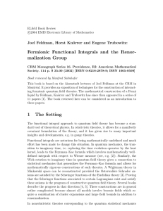 Fermionic Functional Integrals and the Renor- malization Group Joel Feldman, Horst Kn¨
