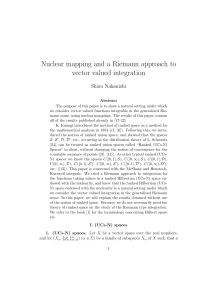 Nuclear mapping and a Riemann approach to vector valued integration Shizu Nakanishi