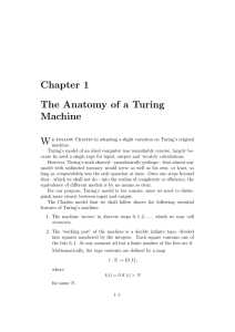 Chapter 1 The Anatomy of a Turing Machine W