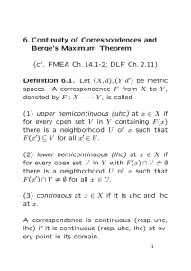 6. Continuity of Correspondences and Berge’s Maximum Theorem