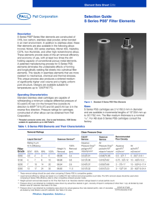 Selection Guide S Series PSS Filter Elements Element Data Sheet