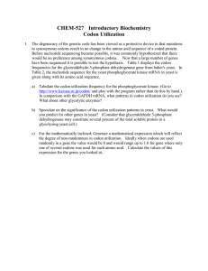 CHEM-527    Introductory Biochemistry Codon Utilization