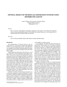 OPTIMAL DESIGN OF MICROSCALE SEPARATION SYSTEMS USING DISTRIBUTED AGENTS