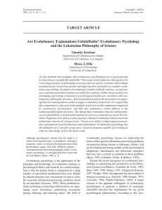 TARGET ARTICLE Are Evolutionary Explanations Unfalsifiable? Evolutionary Psychology