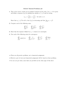 MA121 Tutorial Problems #5 x &gt; {a µ