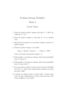Problem Solving (MA2201) Week 2