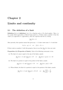 Chapter 2 Limits and continuity 2.1 The definition of a limit