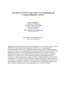 The Effects of CUSFTA and NAFTA on Antidumping and