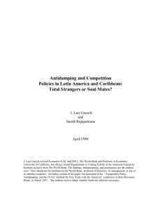Antidumping and Competition Policies in Latin America and Caribbean: J. Luis Guasch