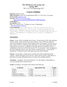 Course Syllabus PES 100 Physics in Everyday Life Spring, 2005
