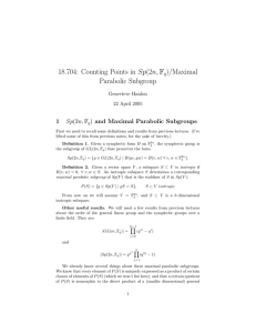 18.704: Counting Points in Sp(2n, F )/Maximal Parabolic Subgroup (2n, F