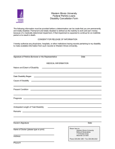 Western Illinois University Federal Perkins Loans Disability Cancellation Form
