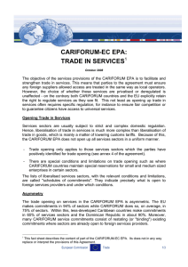 CARIFORUM-EC EPA: TRADE IN SERVICES  1