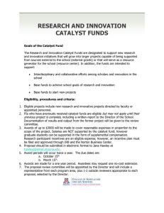 RESEARCH AND INNOVATION CATALYST FUNDS