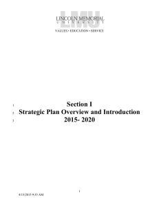 Section I Strategic Plan Overview and Introduction 2015- 2020