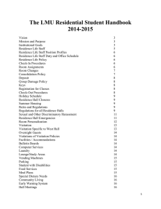 The LMU Residential Student Handbook 2014-2015