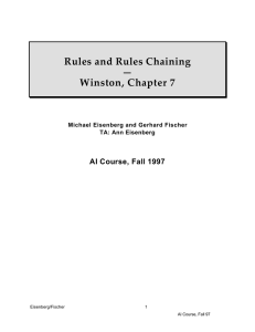 Rules and Rules Chaining — Winston, Chapter 7 AI Course, Fall 1997