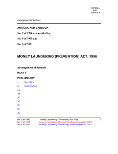 MONEY LAUNDERING (PREVENTION) ACT, 1996 No. 9 of 1999 and