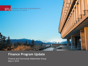Finance Program Update Finance and Community Stakeholder Group May 5, 2016