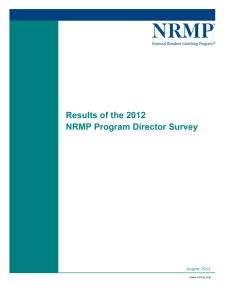 Results of the 2012 NRMP Program Director Survey August 2012 www.nrmp.org
