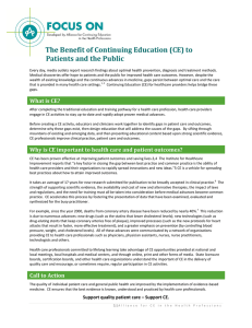 The Benefit of Continuing Education (CE) to Patients and the Public