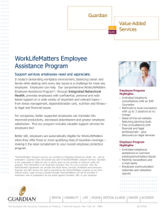 WorkLifeMatters Employee Assistance Program Guardian Support services employees need and appreciate.
