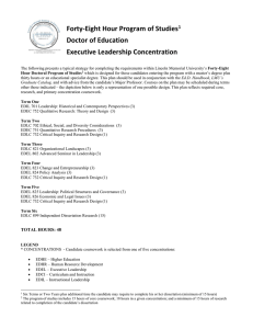 Forty-Eight Hour Program of Studies  Doctor of Education Executive Leadership Concentration