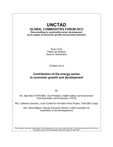 UNCTAD  GLOBAL COMMODITIES FORUM 2013 Contribution of the energy sector
