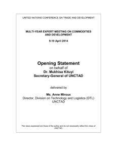 Opening Statement  Dr. Mukhisa Kituyi Secretary-General of UNCTAD