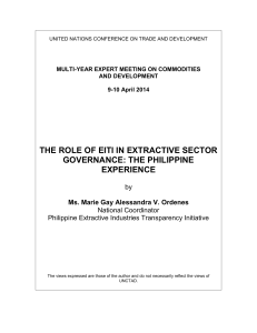 THE ROLE OF EITI IN EXTRACTIVE SECTOR GOVERNANCE: THE PHILIPPINE EXPERIENCE