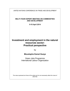 Investment and employment in the natural resources sector: Practical perspective