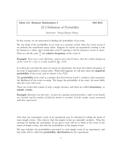 §7.2 Definition of Probability