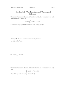 Section 6.4– The Fundamental Theorem of Calculus